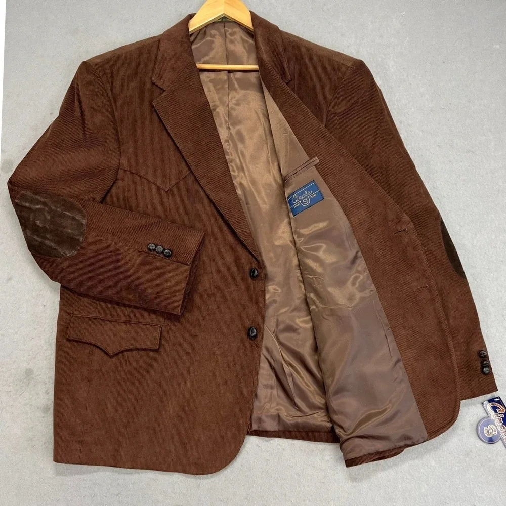 NEW Circle S Lubbock Mens Brown‎ Corduroy Western Blazer Sport Coat 54R Cowboy